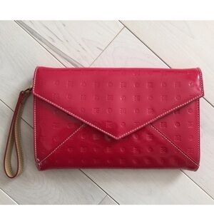 Arcadia patent leather made in Italy pink Envelope Wristlet Clutch